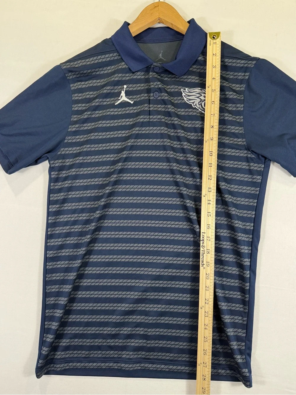 Jordan Men’s Navy & Gray Striped Polo with Team Crest